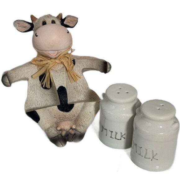 Lot 3 Cow Cattle Ceramic Salt Pepper Shakers Vintage Milk Jugs Sitting Bull Ends - Picture 7 of 10